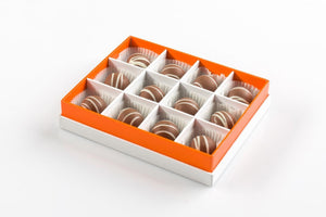 Chocolate Fudge 12 Piece Gift Box Angled View Open