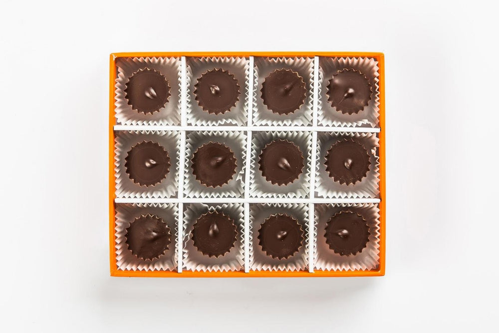 Dark Salted Caramel 12 Piece Gift Box Top View Open