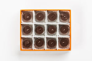 Dark Salted Caramel 12 Piece Gift Box Top View Open