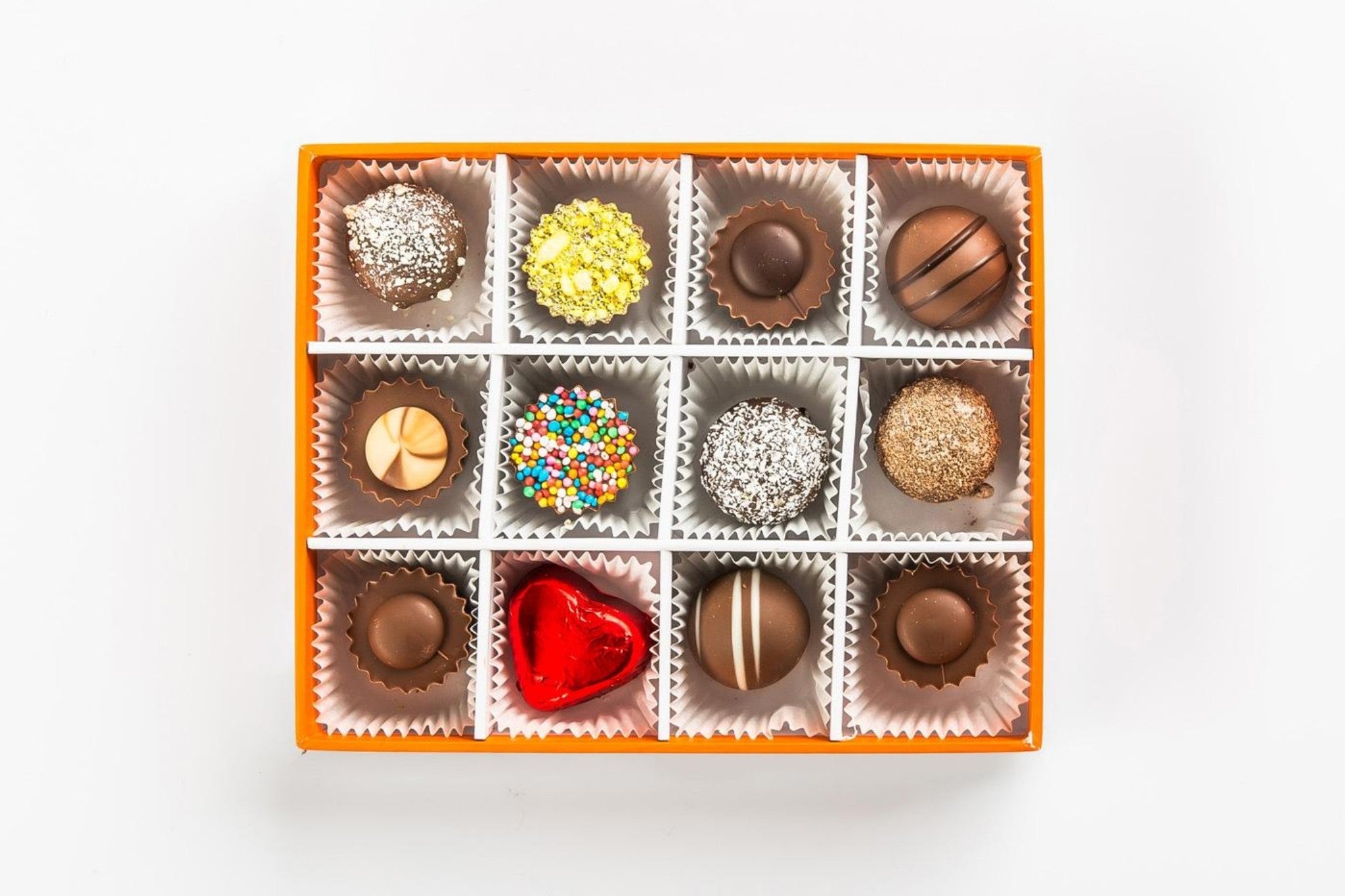 Choose Your Own Flavours 12 Piece Gift Box from Share Chocolates Top View Open