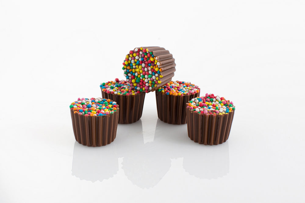 Stack of 5 Speckle Cup Truffles from Share Chocolates